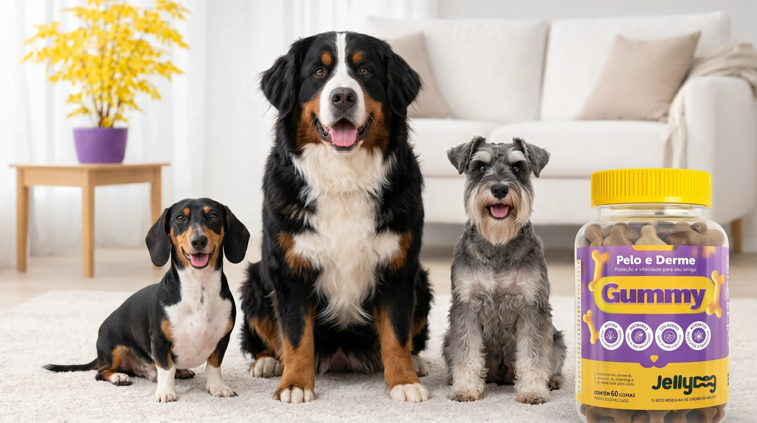 Jelly Dog suplemento mastigável para pele e pelo de cães disponível na Shopee com nota 4,9